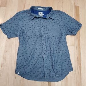 Kolby bird pattern button down denim shirt size large